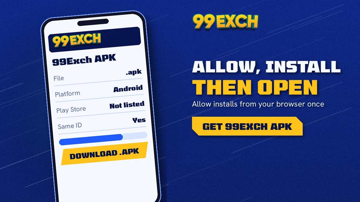 99Exch login screen showing the Download .apk link for the 99exch apk latest version