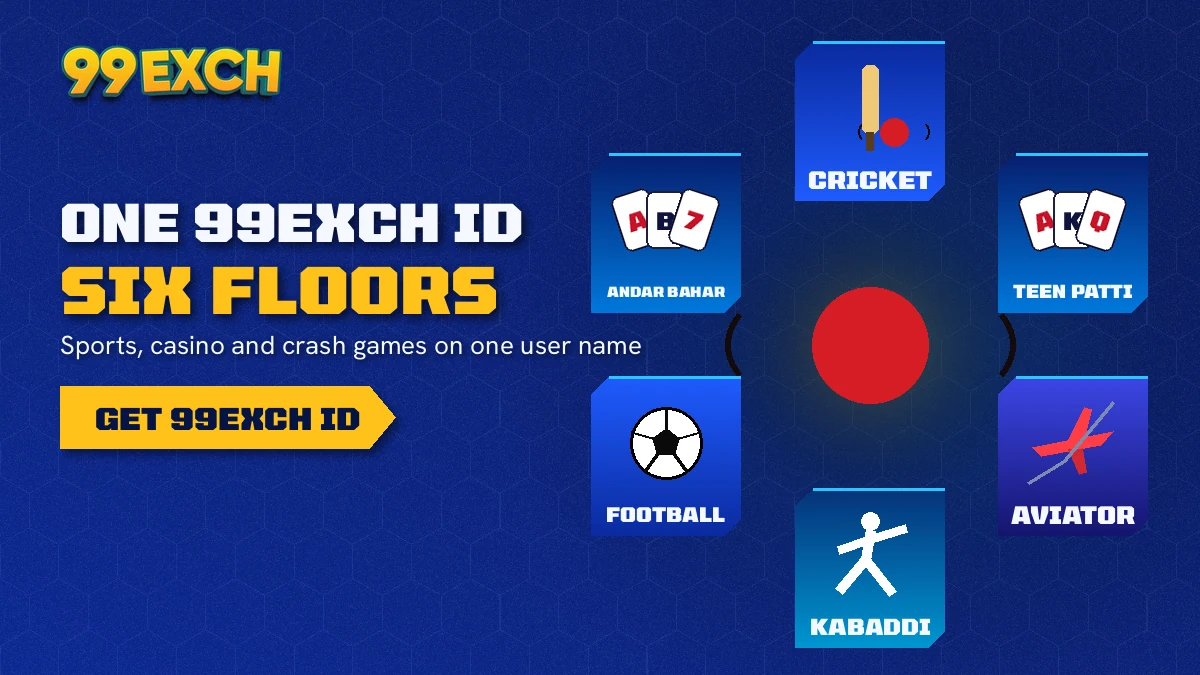 99Exch ID games view with cricket exchange, Teen Patti, Andar Bahar and Aviator on one account
