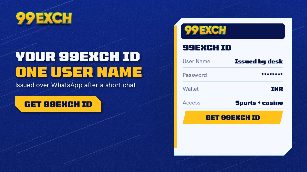 Sign-in form where a 99Exch ID is typed, with two fields plus Login and Demo ID buttons