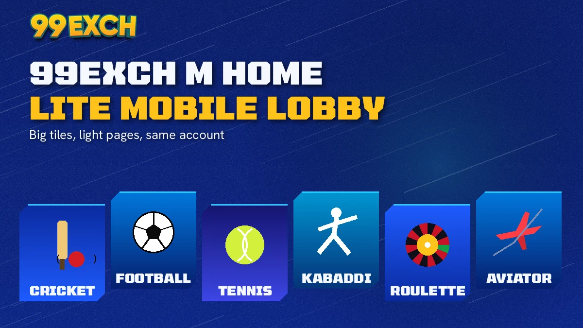99Exch mobile site games including cricket exchange, Teen Patti and Aviator on m home