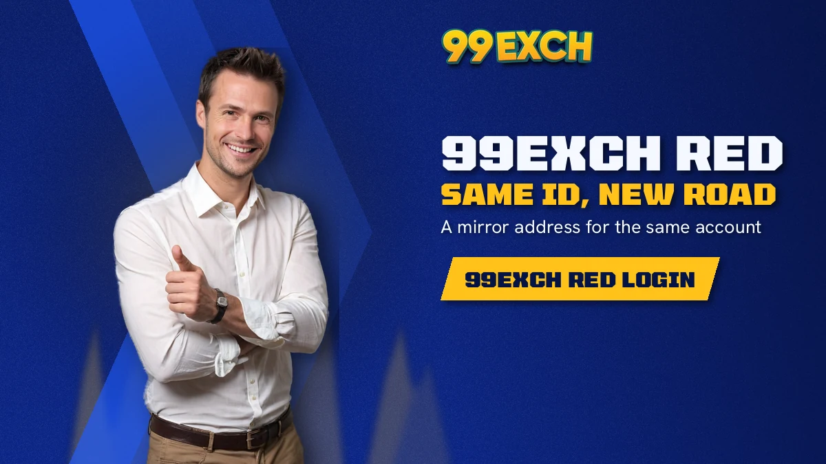 99Exch Red live address banner showing the same 99Exch ID opening on the red login screen