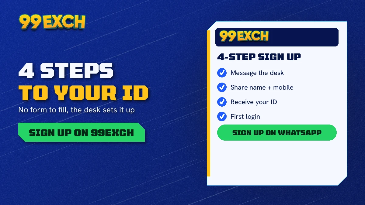 Mock of the 99Exch sign-in page a new ID holder reaches after sign up